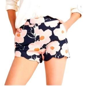 Anthropologie Georgie Scalloped Floral Print Shorts Size 12